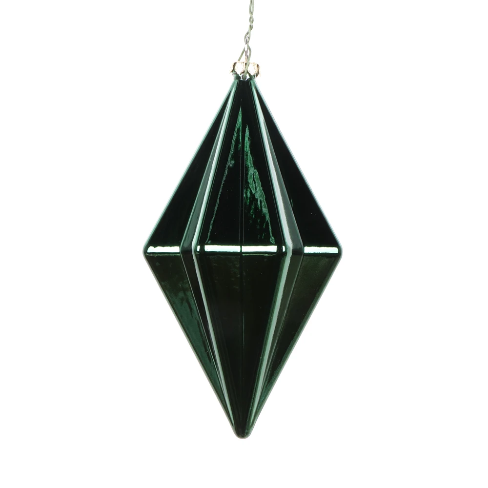 5.5 Inch Midnight Green Shiny Rhombus Christmas Finial Ornament Shatterproof 3 5.5 Inch Midnight Green Shiny Rhombus Christmas Finial Ornament Shatterproof