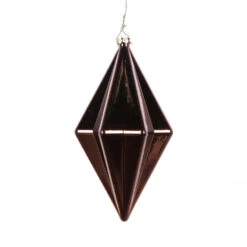 5.5 Inch Mocha Shiny Rhombus Christmas Finial Ornament Shatterproof