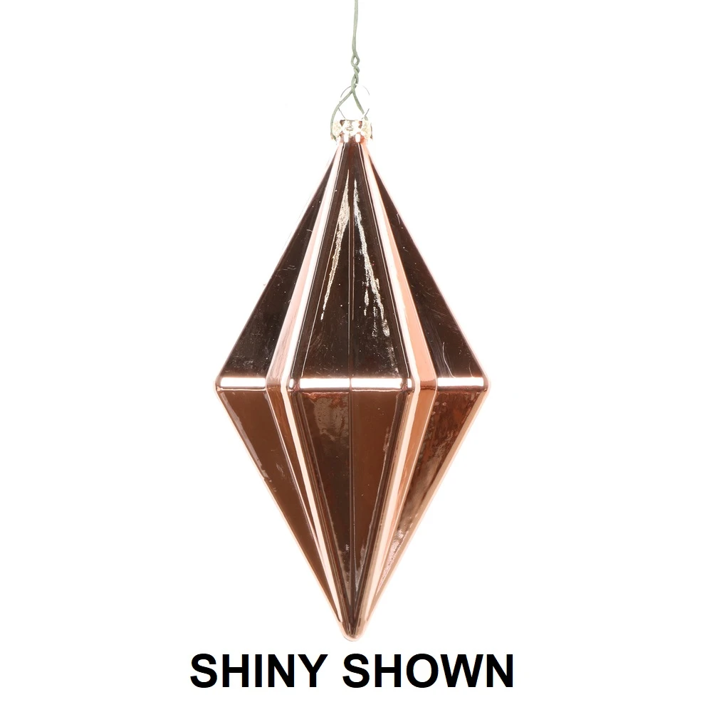 5.5 Inch Rose Gold Matte Rhombus Christmas Finial Ornament Shatterproof 3 5.5 Inch Rose Gold Matte Rhombus Christmas Finial Ornament Shatterproof