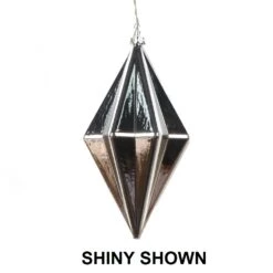 5.5 Inch Pewter Matte Rhombus Christmas Finial Ornament Shatterproof