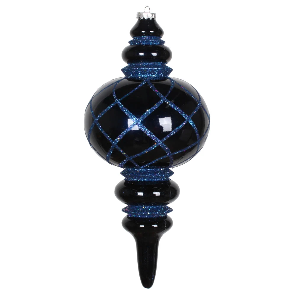 13 Inch Midnight Blue Candy Finish Net Top Finial Ornament With Glitter Accents 3 13 Inch Midnight Blue Candy Finish Net Top Finial Ornament With Glitter Accents