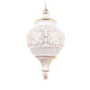 10.5 Inch White Matte With Gold Accents Sphere Christmas Finial Ornament Shatterproof -Winter Decor Hub mt210541d