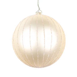 4 Inch Champagne Matte Glitter Round Christmas Ball Ornament Shatterproof