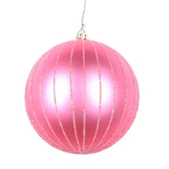 4 Inch Mauve Matte Glitter Round Christmas Ball Ornament Shatterproof