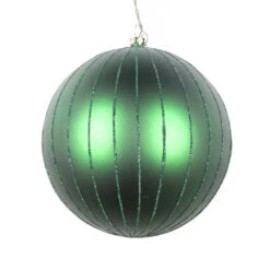 5 Inch Emerald Matte Glitter Round Christmas Ball Ornament Shatterproof