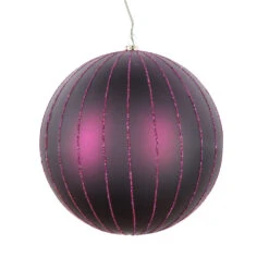 6 Inch Plum Matte Glitter Round Christmas Ball Ornament Shatterproof