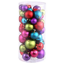 Value 50 Piece Shiny And Matte Multi Color Round Christmas Ball Ornament Assorted Sizes