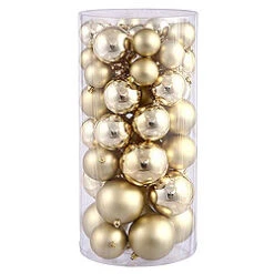 Value 50 Piece Shiny And Matte Gold Round Christmas Ball Ornament Assorted Sizes Mardi Gras
