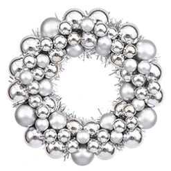 12 Inch Silver Ball Christmas Ornament Wreath Unlit
