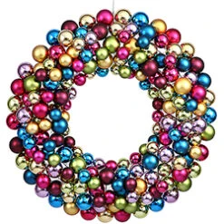 36 Inch Multi Color Christmas Ornament Wreath Unlit