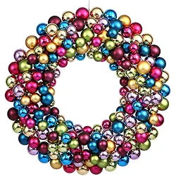 36 Inch Multi Color Christmas Ornament Wreath Unlit 3 36 Inch Multi Color Christmas Ornament Wreath Unlit