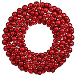 36 Inch Red Christmas Ornament Wreath Unlit