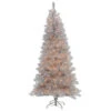 9 Foot Silver White Artificial Christmas Tree 700 Incandescent Clear Mini Lights