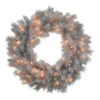 42 Inch Silver White Artificial Christmas Wreath 150 Clear Lights -Winter Decor Hub n135243