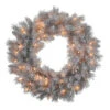 48 Inch Silver White Artificial Christmas Wreath 200 Clear Lights -Winter Decor Hub n135249