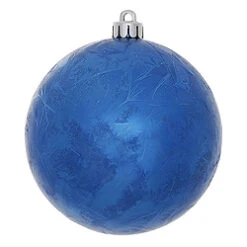 6 Inch Blue Crackle Ball Ornament 4 Per Set