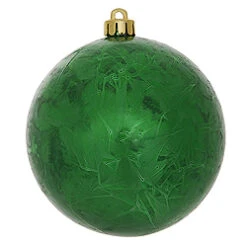 6 Inch Green Crackle Ball Ornament 4 Per Set