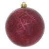 6 Inch Burgundy Crackle Ball Ornament 4 Per Set -Winter Decor Hub n141305dv