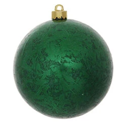 6 Inch Emerald Crackle Ball Ornament 4 Per Set