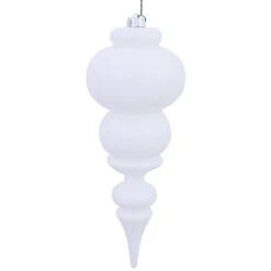 14 Inch White Shiny Finial UV Drilled Christmas Ornament