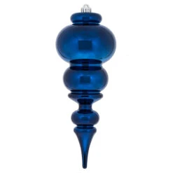 14 Inch Midnight Blue Shiny Finial Christmas Ornament Shatterproof UV