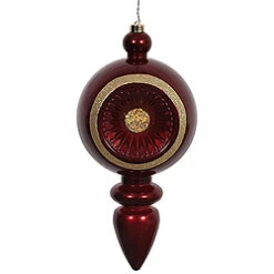 15.75 Inch Burgundy Candy Diamond Reflector Christmas Finial Ornament Shatterproof UV