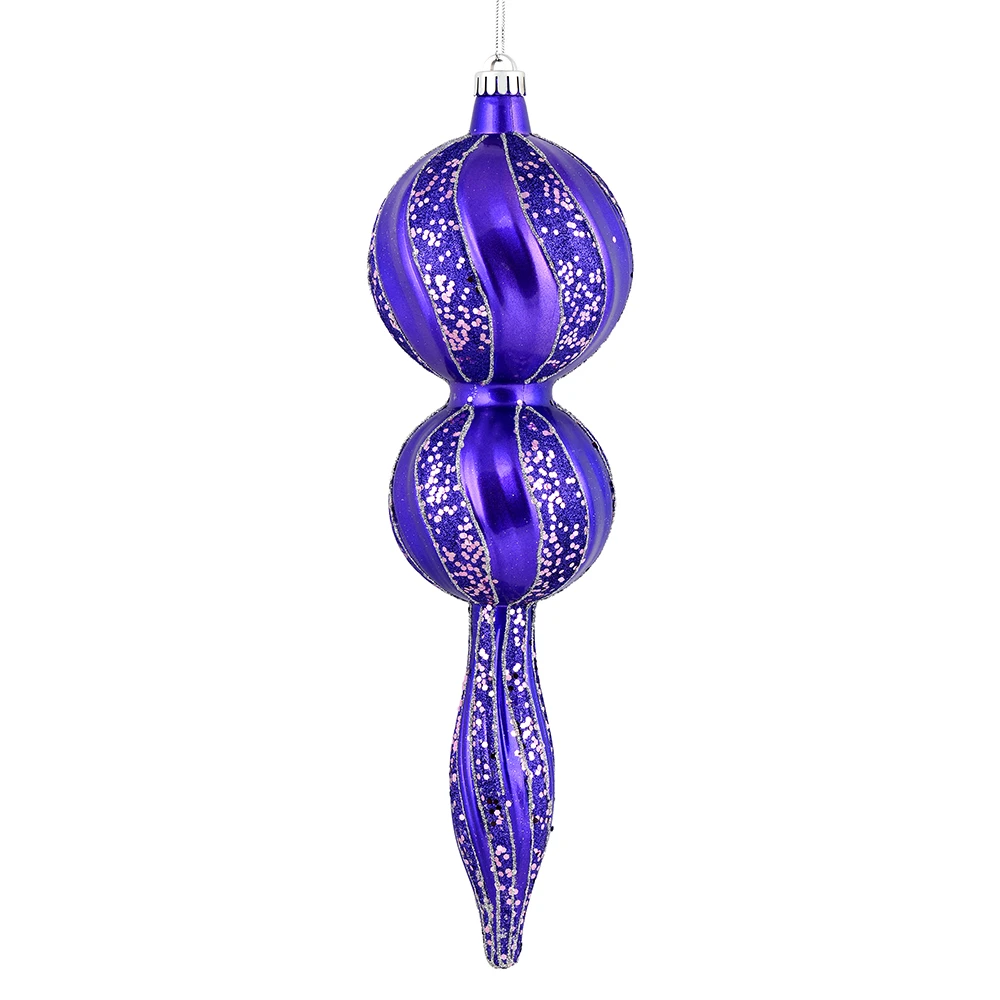 16.5 Inch Purple Candy Glitter Finial Christmas Ornament 3 16.5 Inch Purple Candy Glitter Finial Christmas Ornament