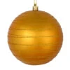 3 Inch Antique Gold Candy Glitter Lines Round Christmas Ball Ornament Shatterproof -Winter Decor Hub n187530d