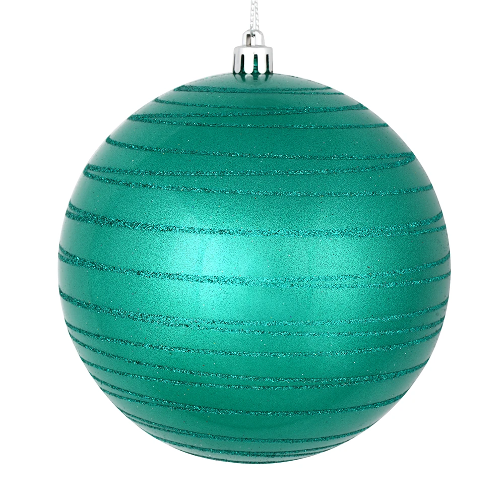 3 Inch Teal Candy Glitter Lines Round Christmas Ball Ornament Shatterproof 3 3 Inch Teal Candy Glitter Lines Round Christmas Ball Ornament Shatterproof