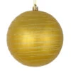 4.75 Inch Honey Gold Candy Glitter Lines Round Christmas Ball Shatterproof Ornament -Winter Decor Hub n187737d