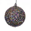 4 Inch Multi-Color Durian Sequin Matte Glitter Round Christmas Ball Ornament Shatterproof -Winter Decor Hub n188599dq