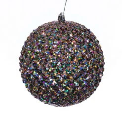 6 Inch Multi Color Durian Sequin Glitter Round Christmas Ball Ornament Shatterproof