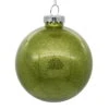 3 Inch Lime Glitter Clear Round Christmas Ball Ornament Shatterproof -Winter Decor Hub n210873