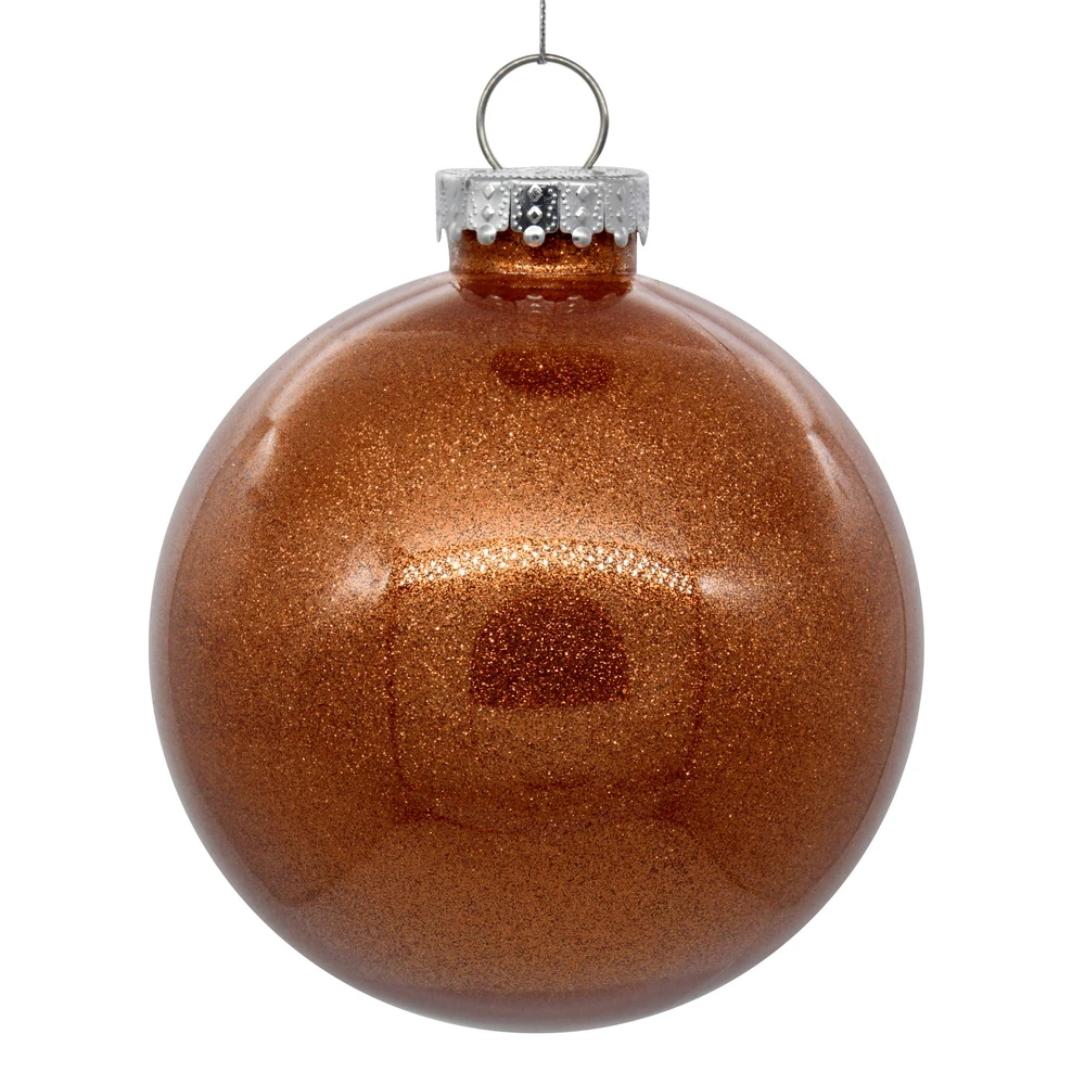 3 Inch Copper Glitter Clear Round Christmas Ball Ornament Shatterproof 3 3 Inch Copper Glitter Clear Round Christmas Ball Ornament Shatterproof