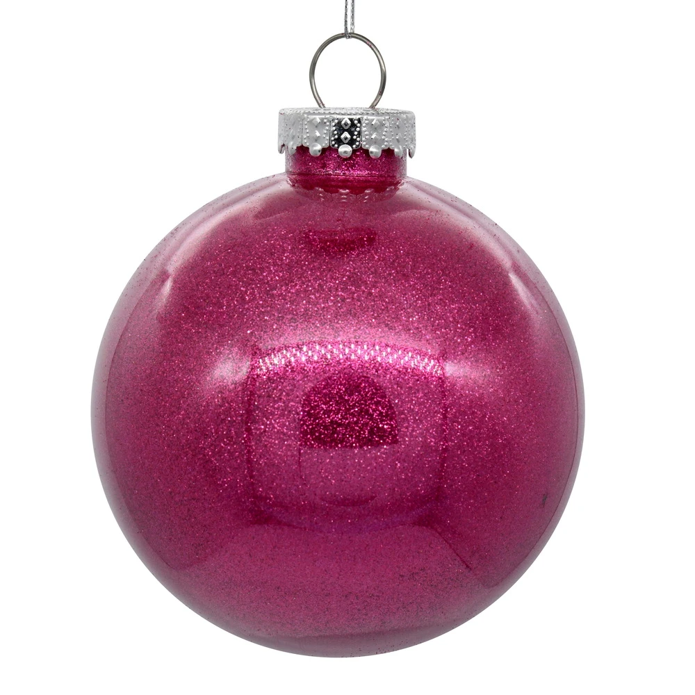 4.75 Inch Berry Red Clear Glitter Round Christmas Ball Ornament Shatterproof 3 4.75 Inch Berry Red Clear Glitter Round Christmas Ball Ornament Shatterproof