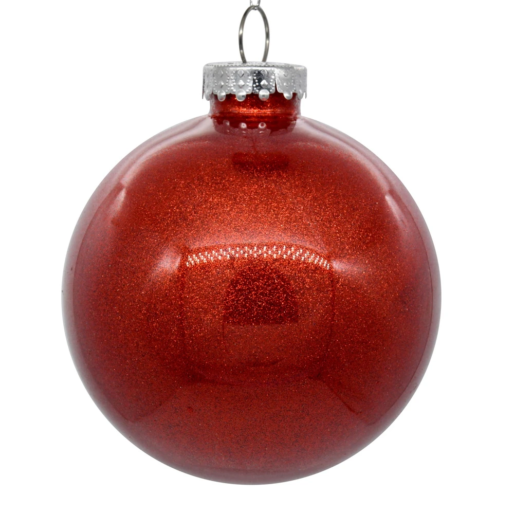 6 Inch Red Clear Glitter Round Christmas Ball Ornament Shatterproof 3 6 Inch Red Clear Glitter Round Christmas Ball Ornament Shatterproof