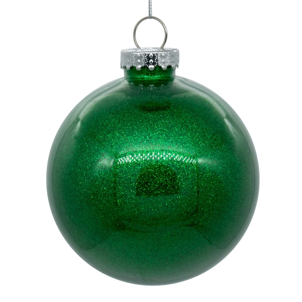 6 Inch Green Clear Glitter Round Christmas Ball Ornament Shatterproof 3 6 Inch Green Clear Glitter Round Christmas Ball Ornament Shatterproof