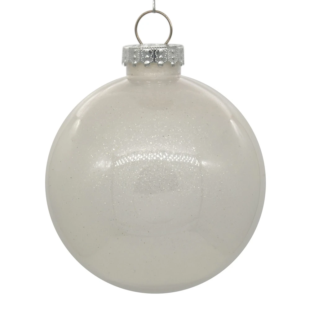 6 Inch White Clear Glitter Round Christmas Ball Ornament Shatterproof 3 6 Inch White Clear Glitter Round Christmas Ball Ornament Shatterproof