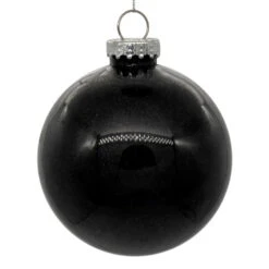 6 Inch Black Clear Glitter Round Christmas Ball Ornament Shatterproof