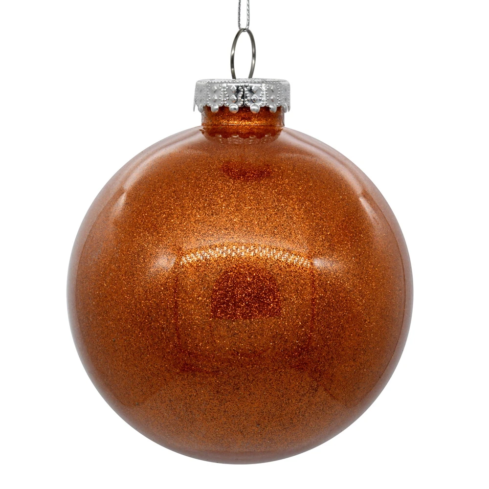 6 Inch Orange Clear Glitter Round Christmas Ball Ornament Shatterproof 3 6 Inch Orange Clear Glitter Round Christmas Ball Ornament Shatterproof