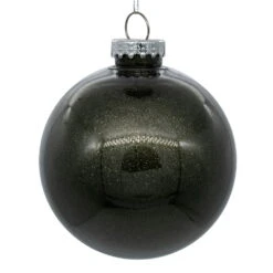 6 Inch Wrought Iron Glitter Clear Round Christmas Ball Ornament Shatterproof
