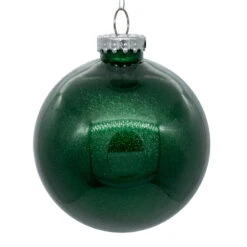 6 Inch Emerald Clear Glitter Round Christmas Ball Ornament Shatterproof