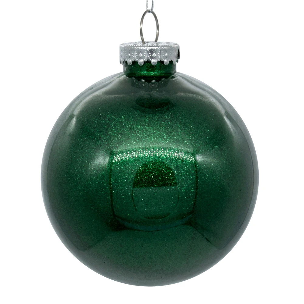 6 Inch Emerald Clear Glitter Round Christmas Ball Ornament Shatterproof 3 6 Inch Emerald Clear Glitter Round Christmas Ball Ornament Shatterproof