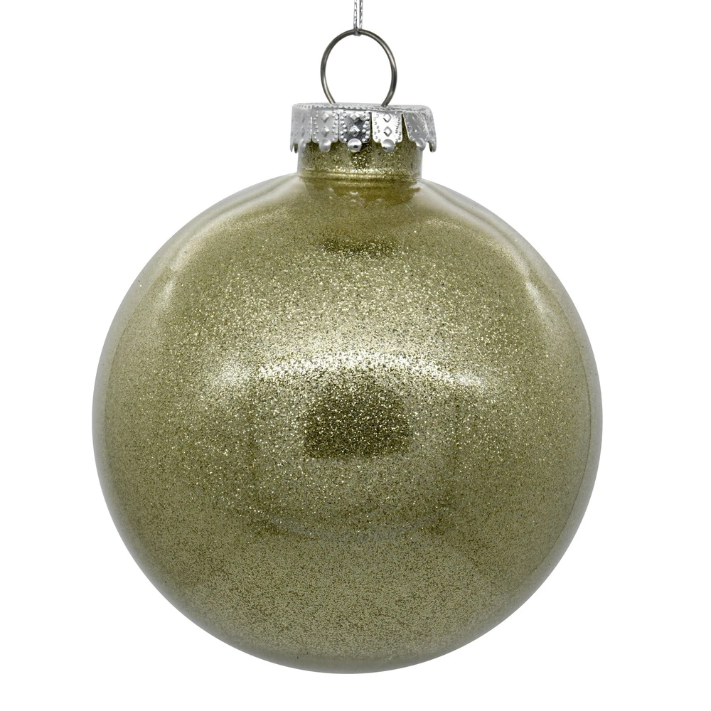 6 Inch Champagne Clear Glitter Round Christmas Ball Ornament Shatterproof 3 6 Inch Champagne Clear Glitter Round Christmas Ball Ornament Shatterproof