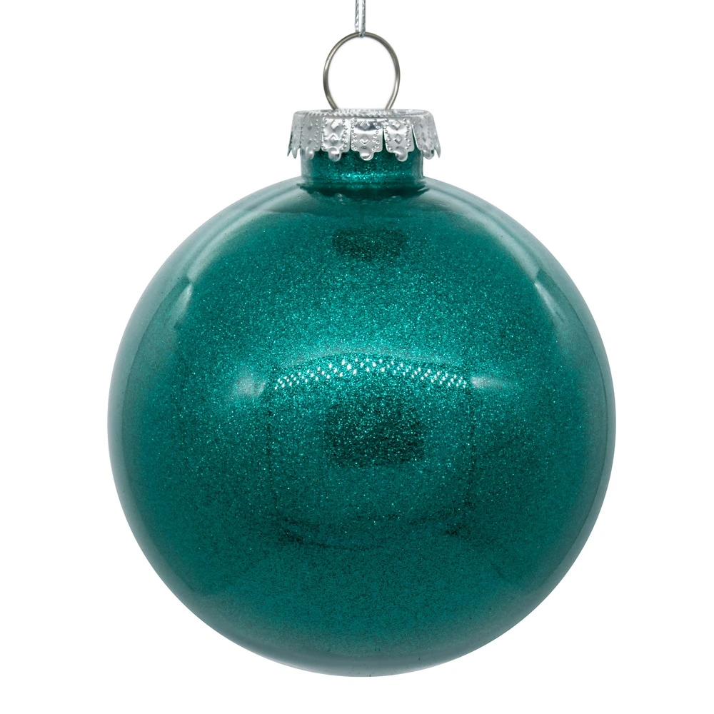 6 Inch Teal Clear Glitter Round Christmas Ball Ornament Shatterproof 3 6 Inch Teal Clear Glitter Round Christmas Ball Ornament Shatterproof