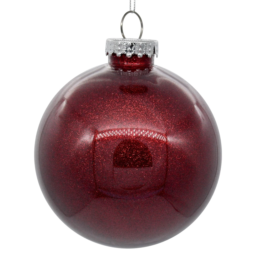 6 Inch Burgundy Clear Glitter Round Christmas Ball Ornament Shatterproof 3 6 Inch Burgundy Clear Glitter Round Christmas Ball Ornament Shatterproof