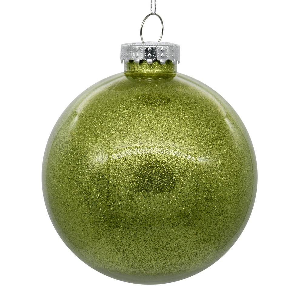 6 Inch Lime Clear Glitter Round Christmas Ball Ornament Shatterproof 3 6 Inch Lime Clear Glitter Round Christmas Ball Ornament Shatterproof