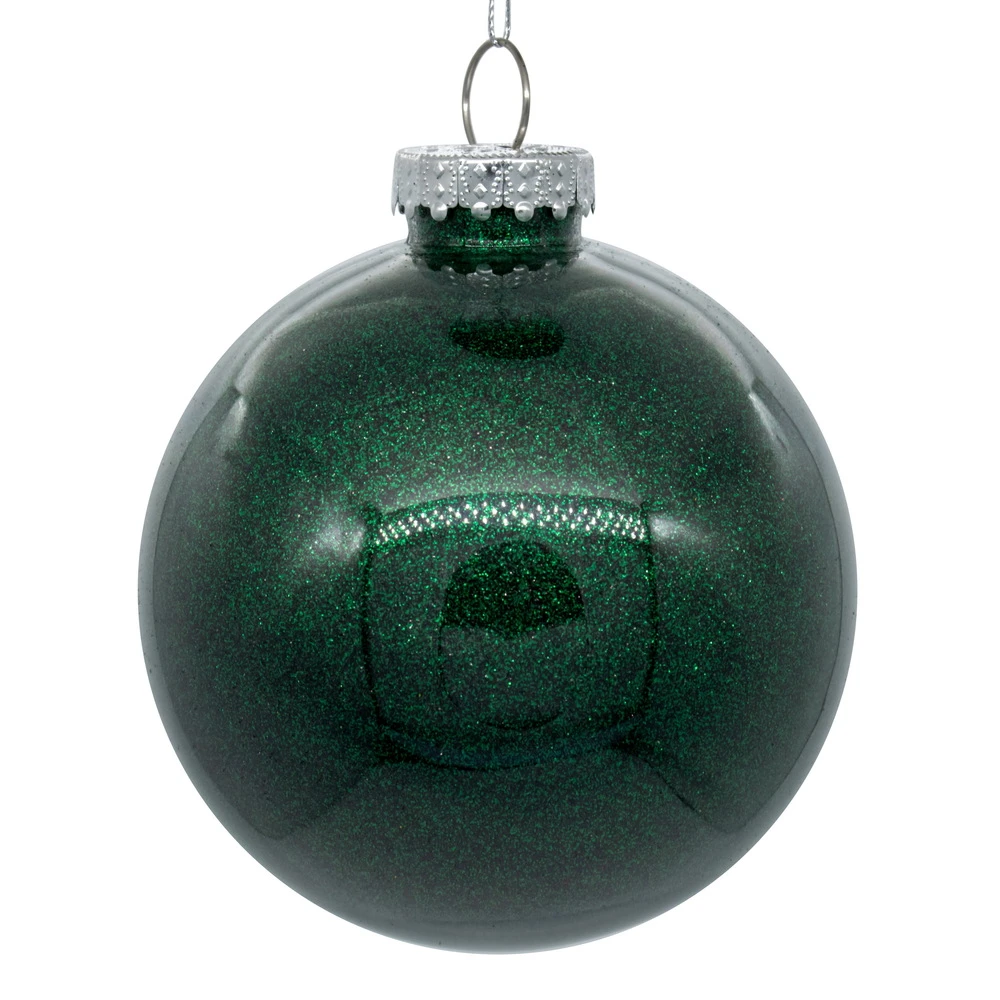 6 Inch Midnight Green Clear Glitter Round Christmas Ball Ornament Shatterproof 3 6 Inch Midnight Green Clear Glitter Round Christmas Ball Ornament Shatterproof