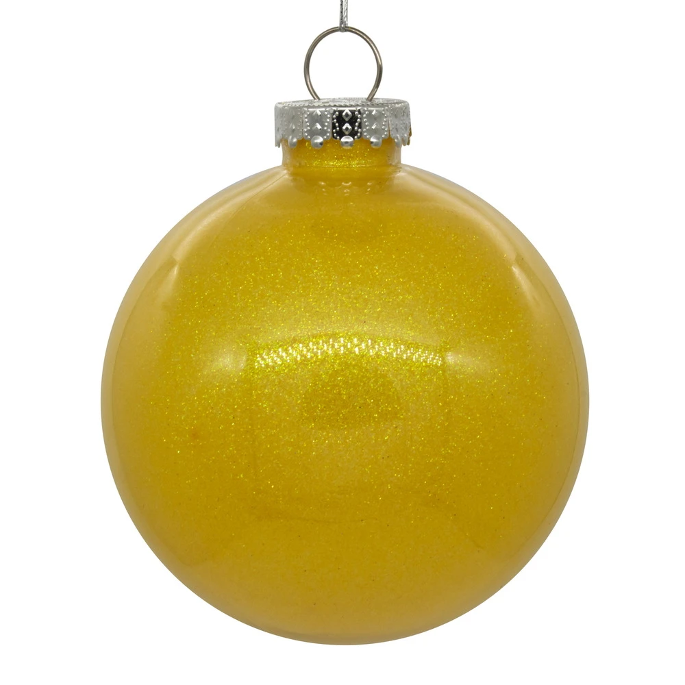 6 Inch Yellow Clear Glitter Round Christmas Ball Ornament Shatterproof 3 6 Inch Yellow Clear Glitter Round Christmas Ball Ornament Shatterproof