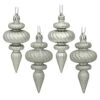 4 Inch Silver Christmas Finial Ornament Assorted Finishes Set Of 8 Shatterproof -Winter Decor Hub n500007